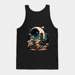 Japanese Temple Tokyo  Asian Inspired Retro Japan Tank Top